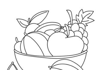 Mango v košíku s ovocím obrázok k vytlačeniu