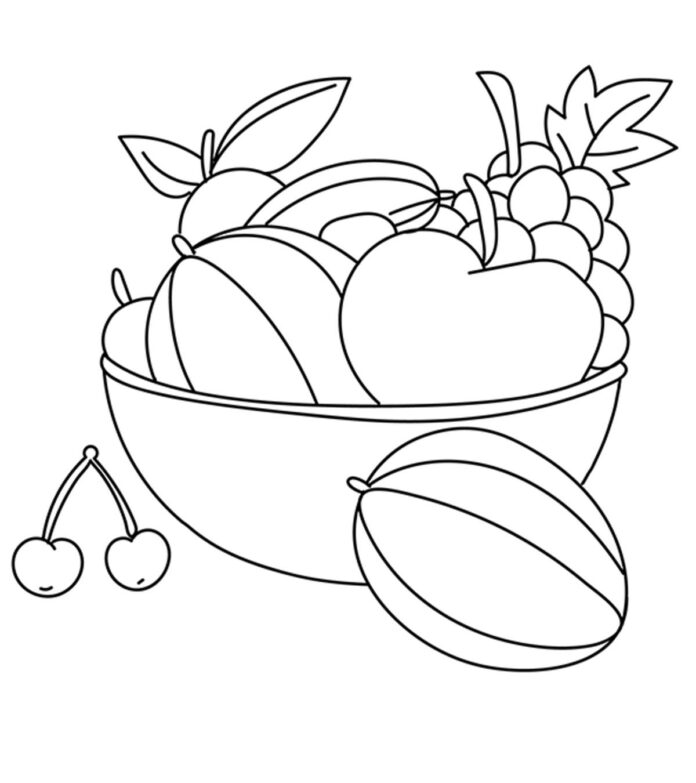 Mango w koszyku z owocami obrazek do drukowania