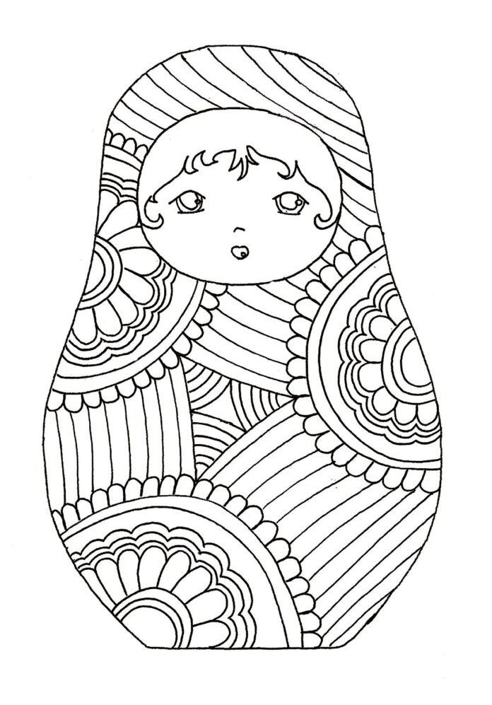 patterned matryoshka coloring book to print