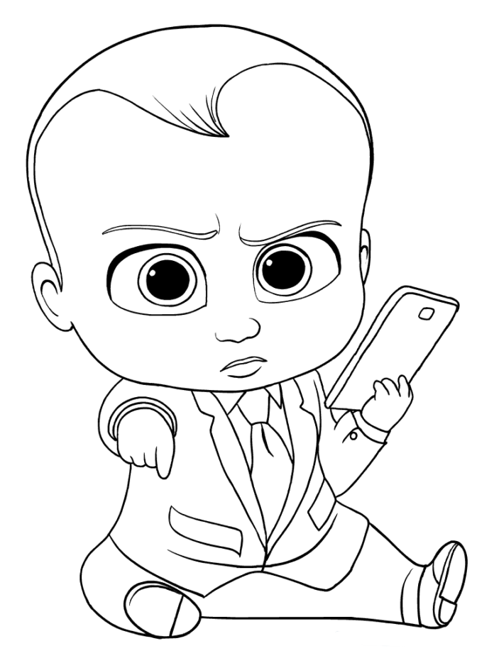 small child with phone coloring page printable