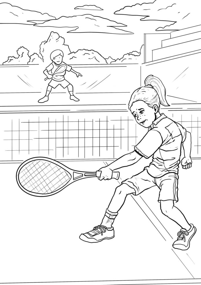 tennis match coloring book to print