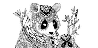 medvede pandy zentangle omaľovánky na vytlačenie