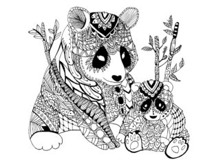 panda orsi zentangle libro da colorare da stampare
