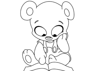 bear with a book coloring book to print