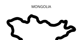 mapa Mongolska omalovánky k vytisknutí