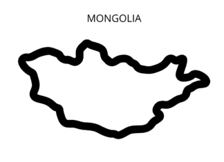 モンゴル地図の塗り絵の印刷