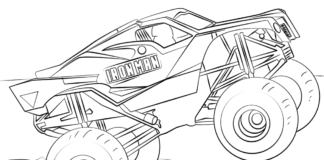 monster truck for kids coloring book to print