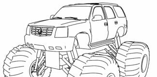 livro de coloração para impressão de rodas quentes de monster truck