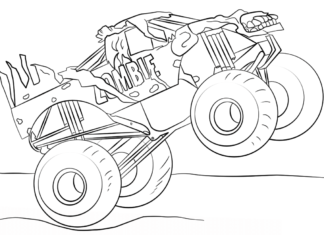 monster truck racing coloring book to print