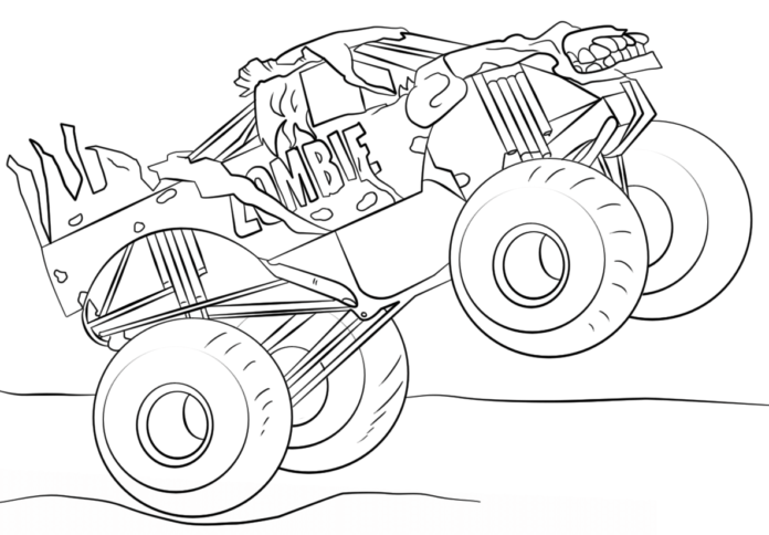 monster truck racing színező könyv nyomtatható