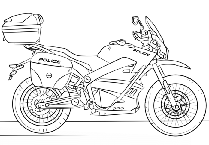 rendőrségi motorkerékpár nyomtatható színezőkönyv