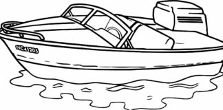 motorový člun na moři omalovánky k vytisknutí