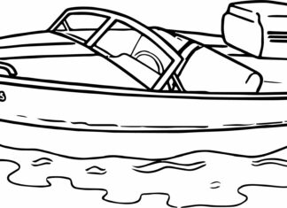 motorový člun na moři omalovánky k vytisknutí