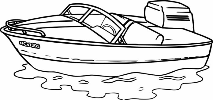 Motorboot auf See Malbuch zum Ausdrucken