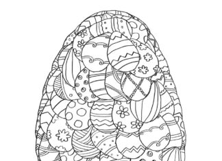 mozaikové veľkonočné vajíčka na vyfarbenie na vytlačenie