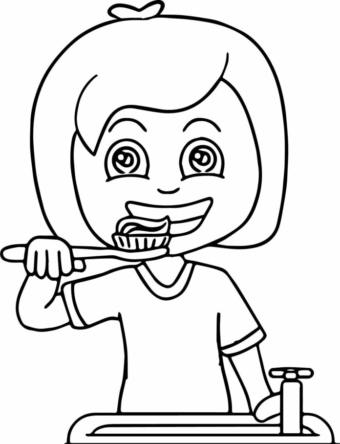 tooth brushing coloring book to print