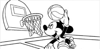 livro de colorir mickey mouse basketball para imprimir