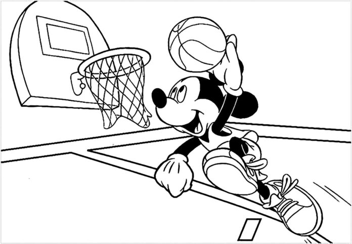 mickey mouse basketball coloring book to print