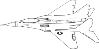 軍用戦闘機の印刷用塗り絵