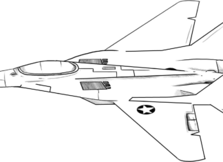 militär stridsflygplan som kan skrivas ut och färgläggas