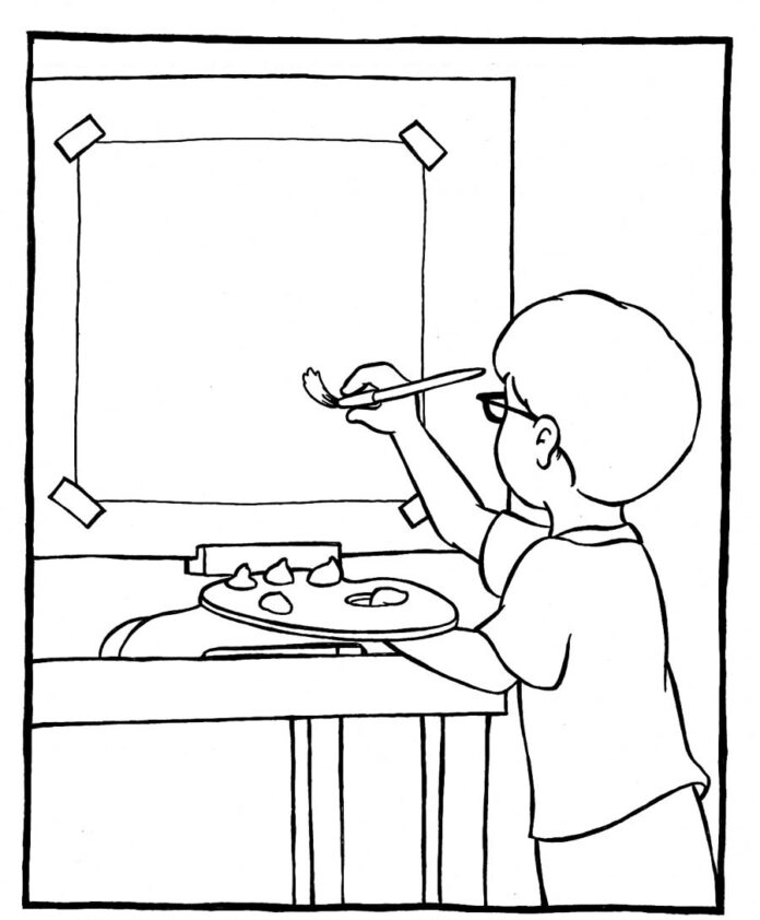 young painter coloring book to print