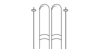 スキーとポールの塗り絵の印刷