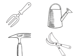 Gardening tools printable picture