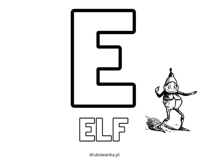 learning letters e printable coloring book