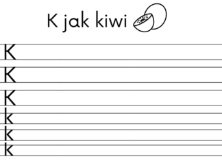 lära sig att skriva bokstaven k - en färgläggningsbok som kan skrivas ut