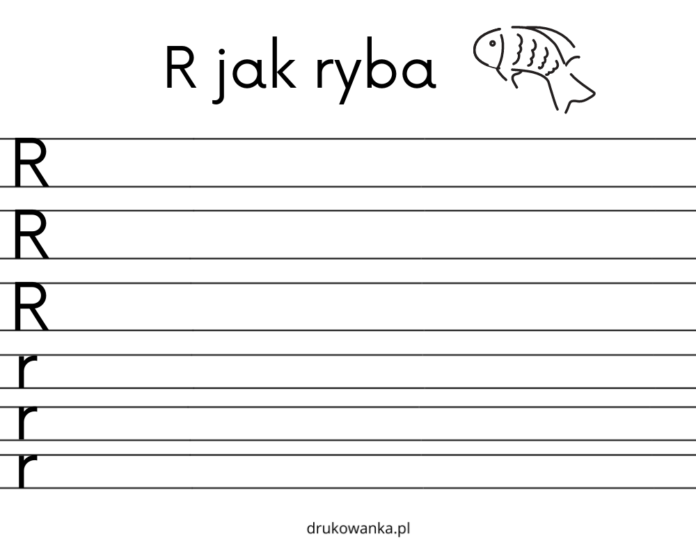 učenie písania písmena r na vytlačenie