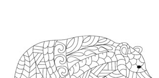 bear mosaic coloring book to print