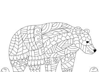 bear mosaic coloring book to print