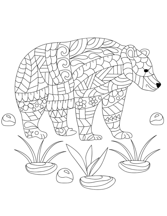 medvědí mozaika omalovánky k vytisknutí
