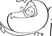 baby in a baby carriage colouring book to print