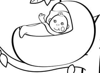 baby in a baby carriage colouring book to print
