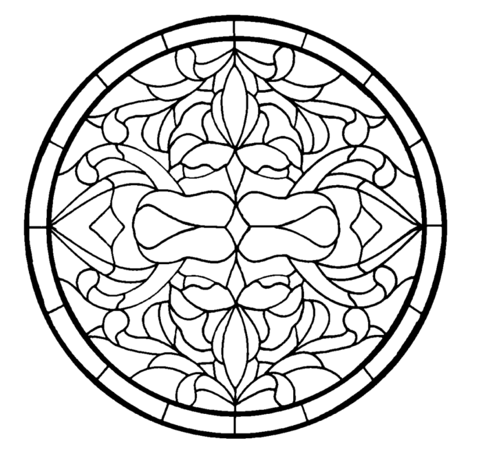 round stained glass coloring book to print