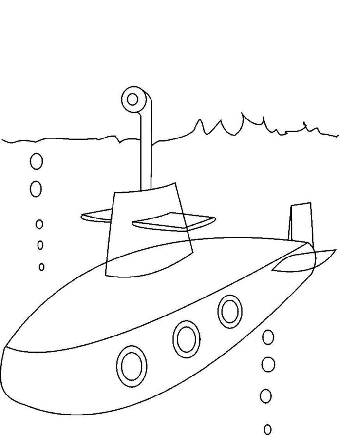 Schiff unter Wasser Malbuch zum Ausdrucken