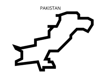 folha de coloração do mapa do Paquistão para impressão