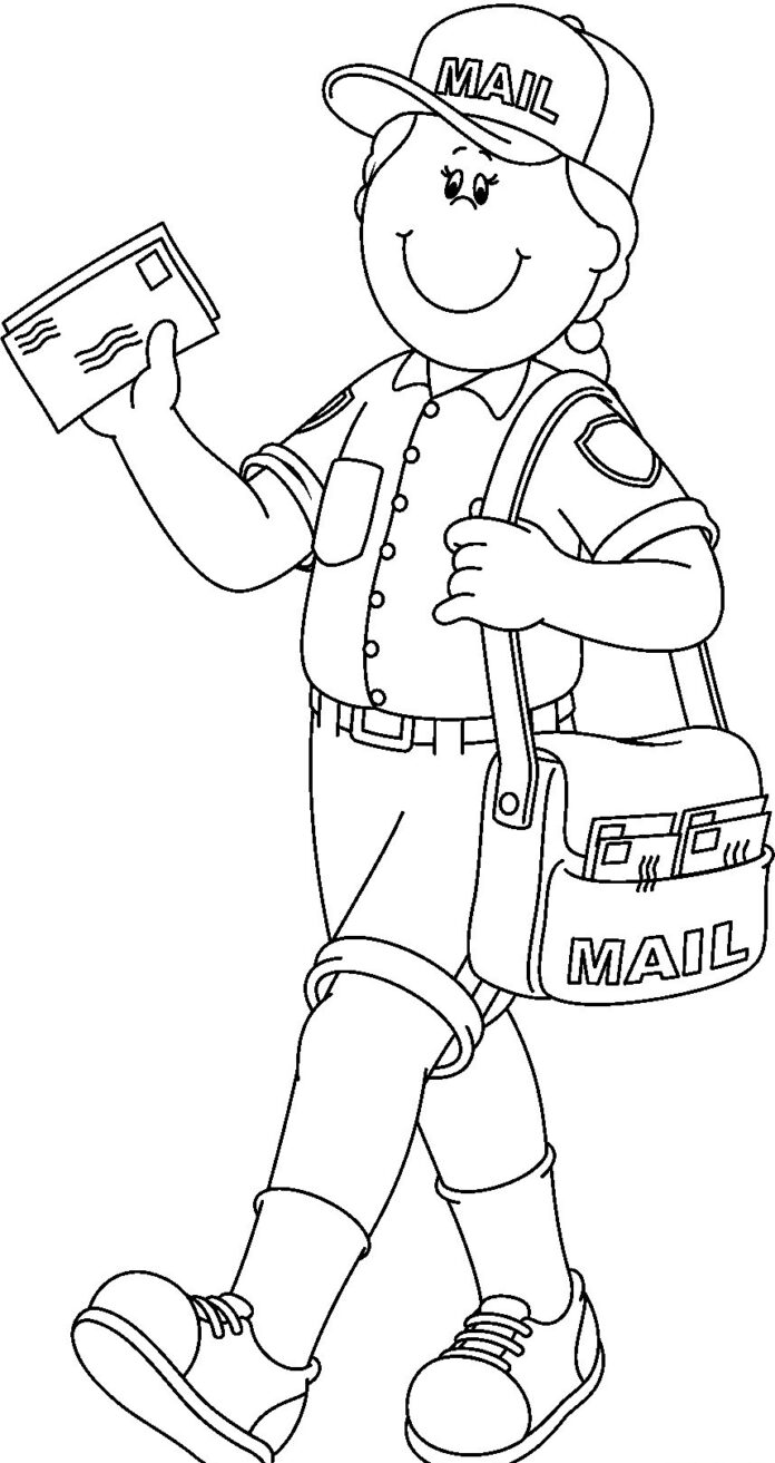 postman lady färgläggning som kan skrivas ut