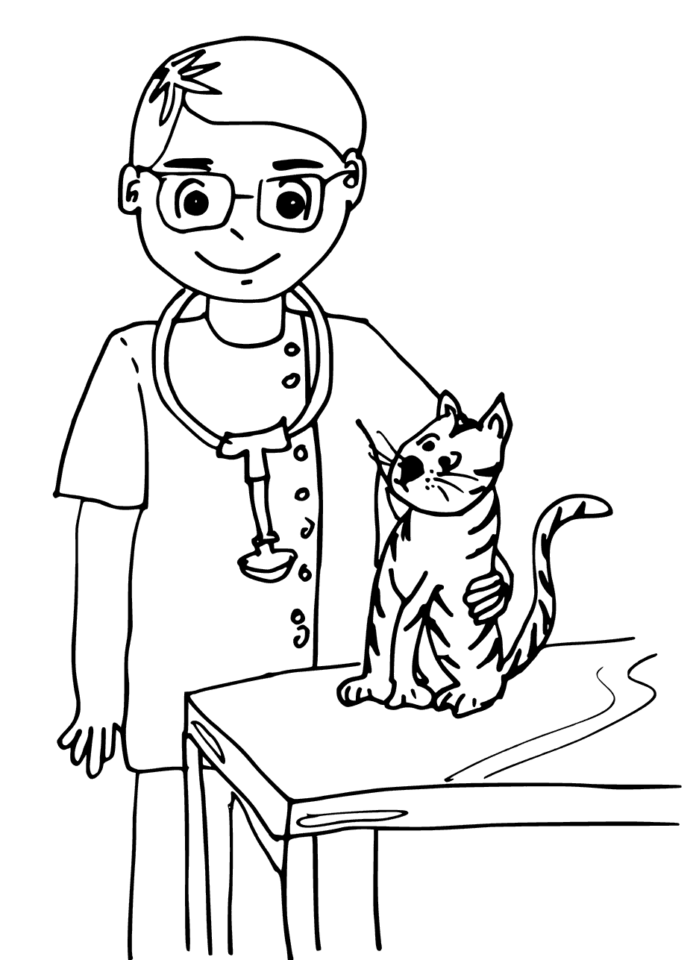 veterinarian lady coloring book to print