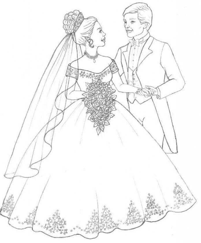 Noiva e noivo com foto imprimível