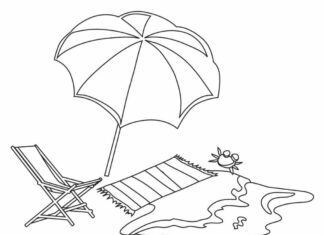 plážový dáždnik omaľovánky k vytlačeniu