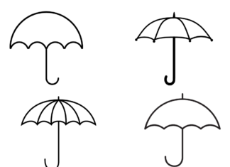 Regenschirme Malbuch zum Ausdrucken