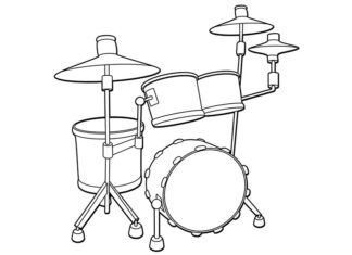 drums picture coloring book to print