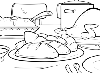 bread on the table coloring book to print