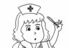 Krankenschwester untersucht Fieber-Malbuch zum Ausdrucken