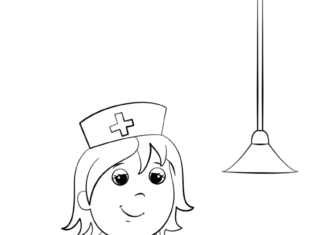 Sjuksköterskan i hallen - en målarbok som kan skrivas ut