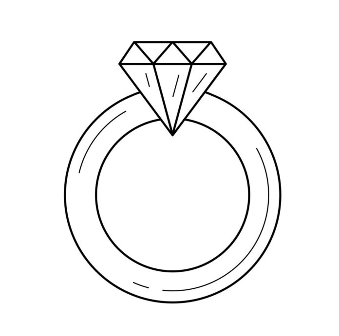 Engagement ring coloring book to print