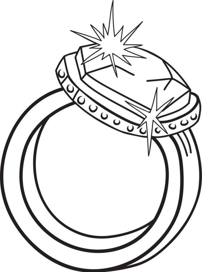 omaľovánka diamantového prsteňa na vytlačenie