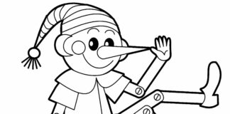 Pinocchio garçon en bois livre à colorier à imprimer